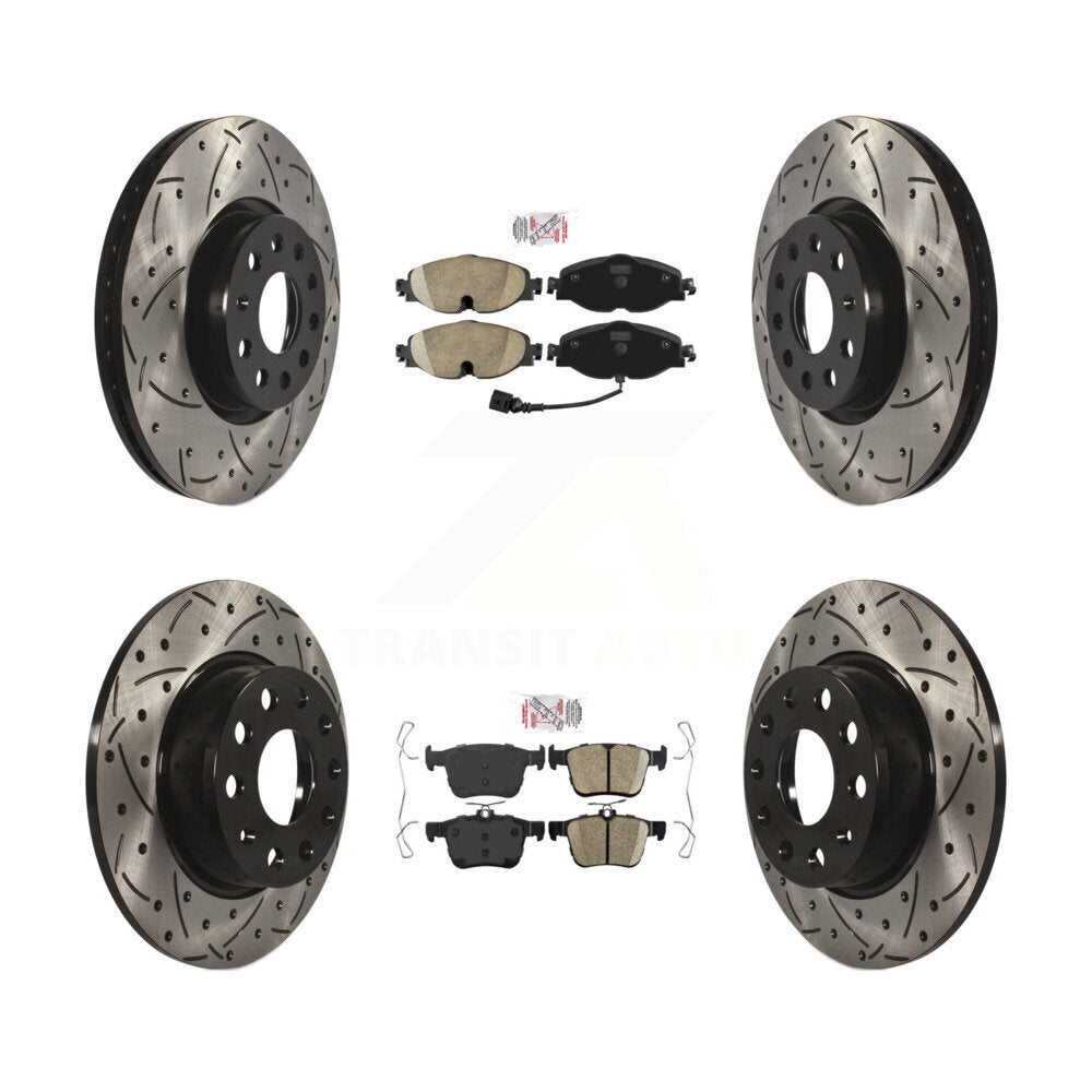Front Rear Ceramic Pad Drill Slot Brake Rotors Kit For Volkswagen Taos Audi A3 Quattro TT KDA-101594