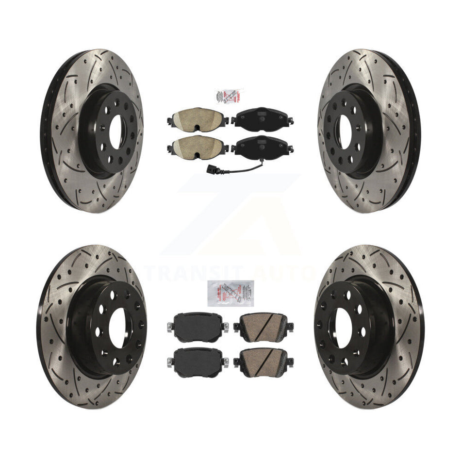 Front Rear Ceramic Pad Drill Slot Disc Brake Rotor Kit For Volkswagen Golf SportWagen GTI KDA-101596