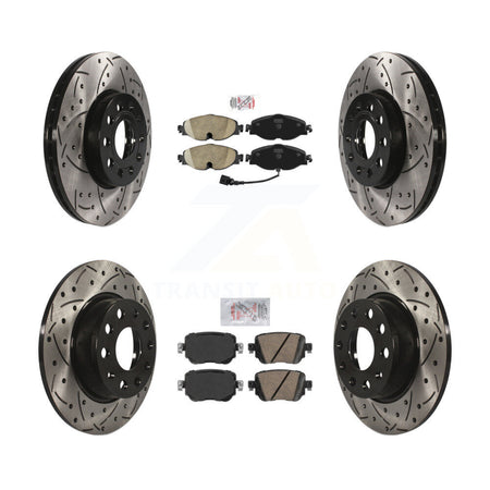 Front Rear Ceramic Pad & Drilled Slot Disc Brake Rotor Kit For Volkswagen Golf SportWagen KDA-101601