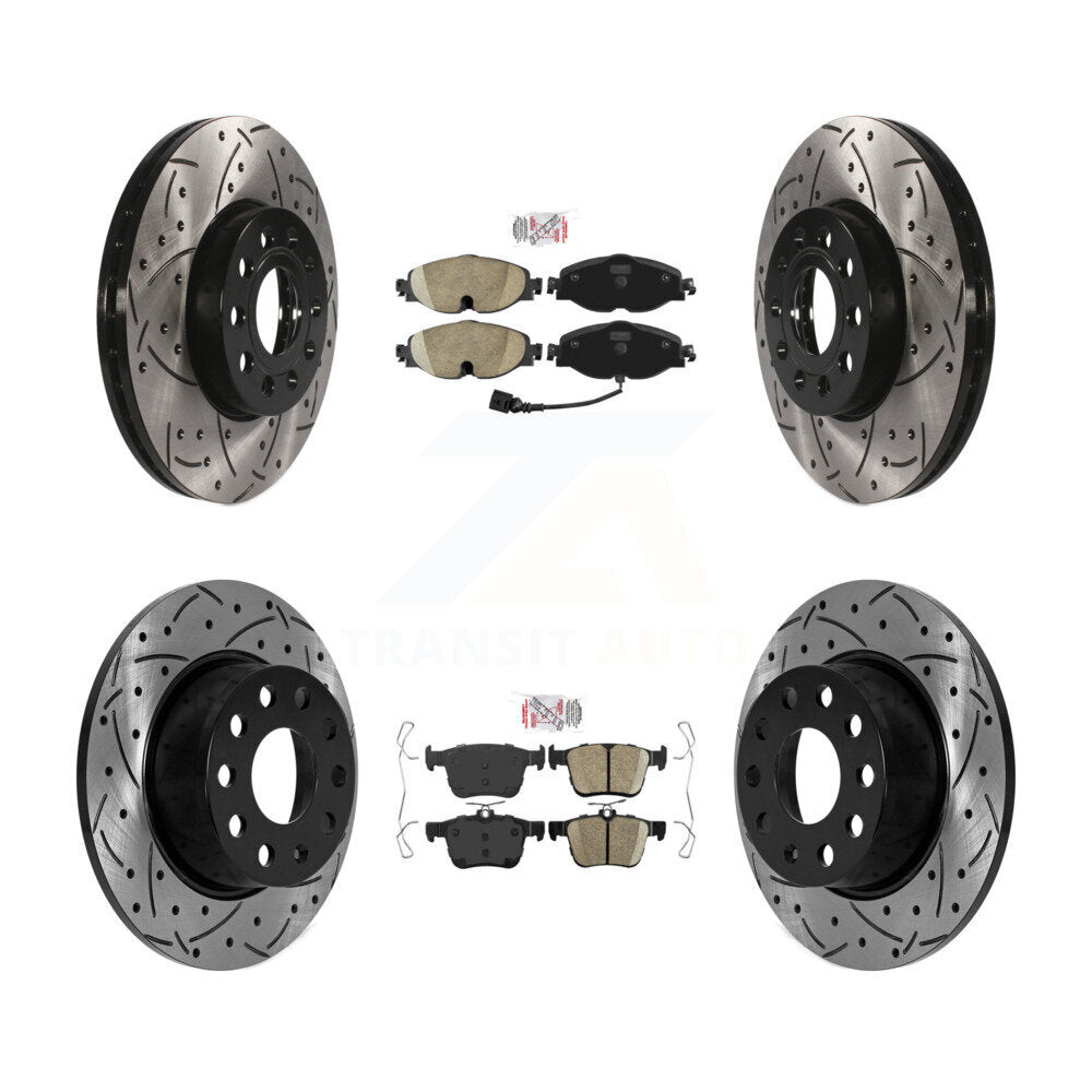 Front Rear Ceramic Pad Coated Drilled Slot Disc Brake Rotor Kit For Volkswagen Jetta Taos KDA-101605