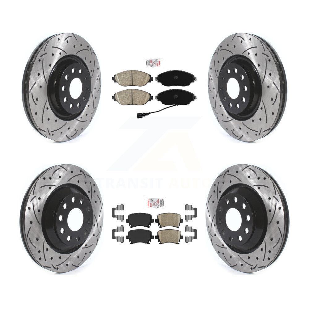 Front Rear Ceramic Pad And Coated Drilled Slotted Disc Brake Rotor Kit For Volkswagen GTI KDA-101612