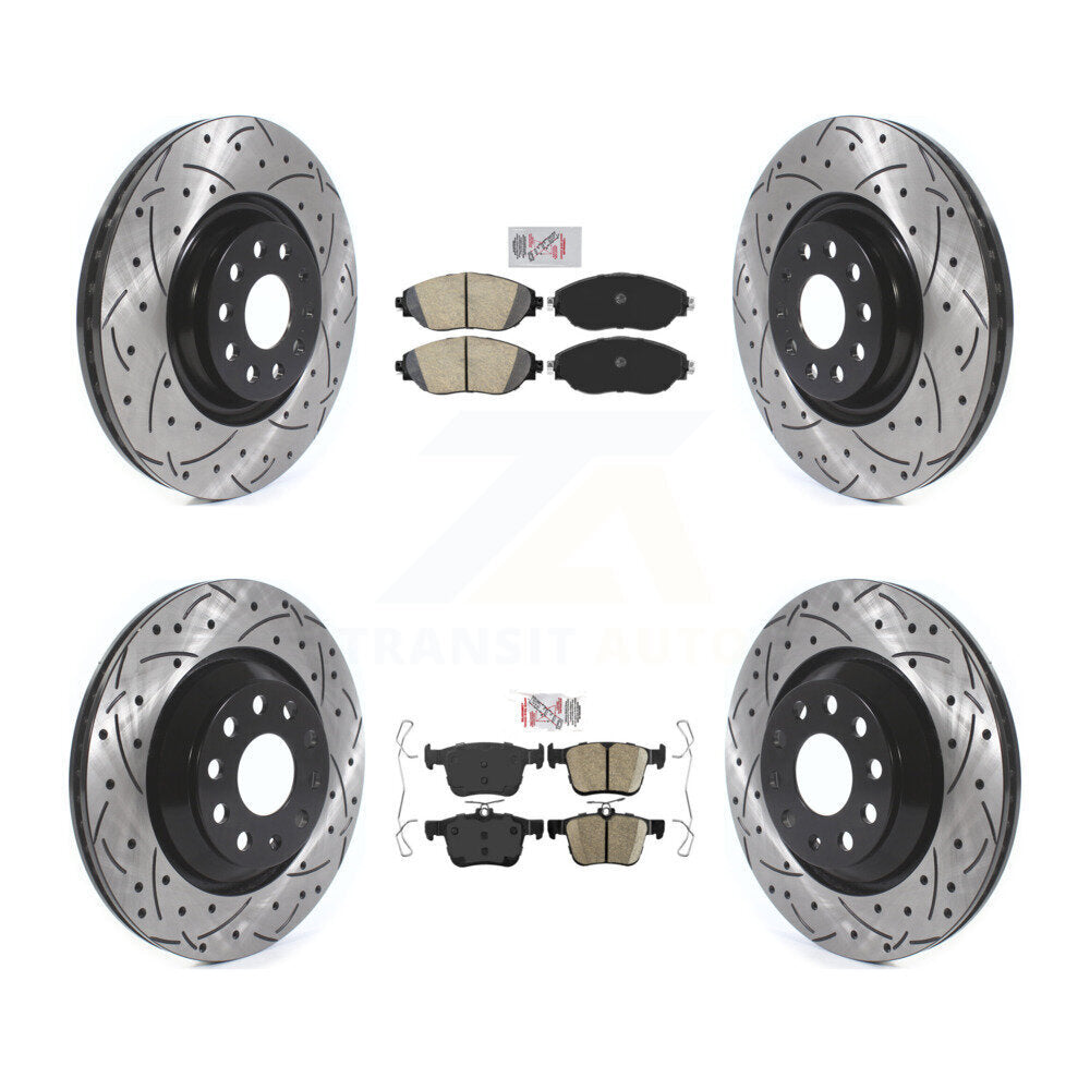 Front Rear Ceramic Pad Drill Slot Brake Rotor Kit For Audi Q3 Volkswagen Golf R Arteon S3 KDA-101614