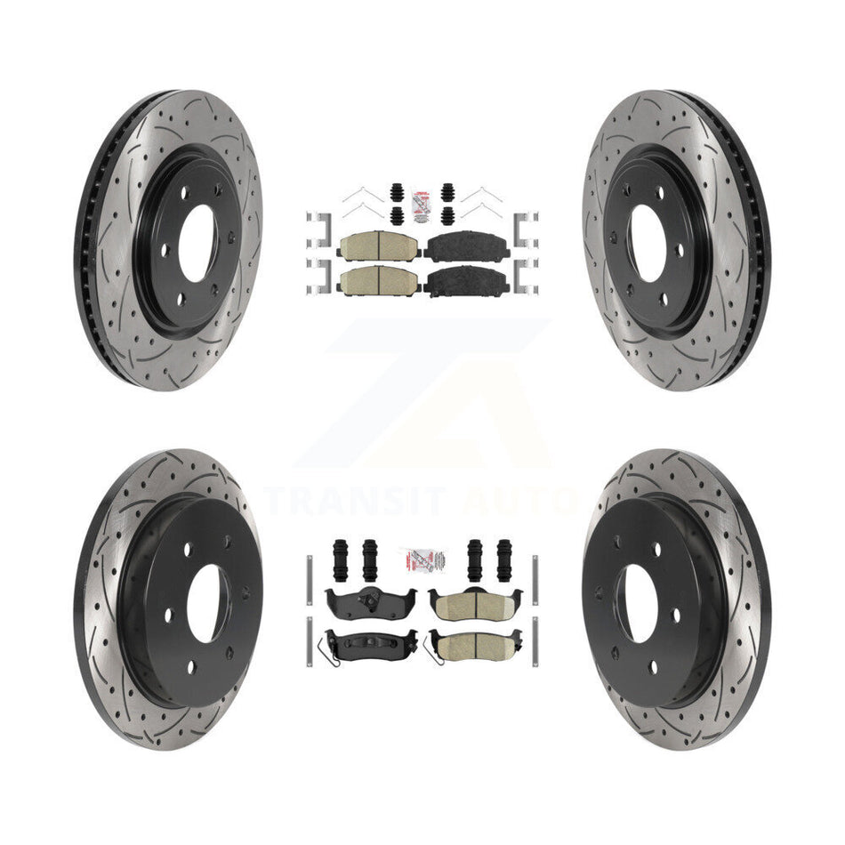 Front Rear Ceramic Pad Drilled Slot Brake Rotor Kit For Nissan TITAN Armada INFINITI QX56 KDA-101624
