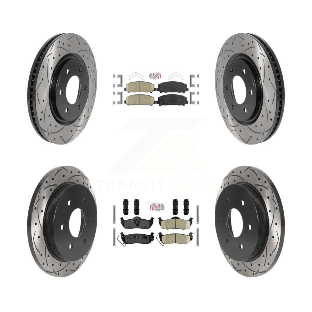 Front Rear Ceramic Pad Drilled Slot Brake Rotor Kit For Nissan TITAN Armada INFINITI QX56 KDA-101626