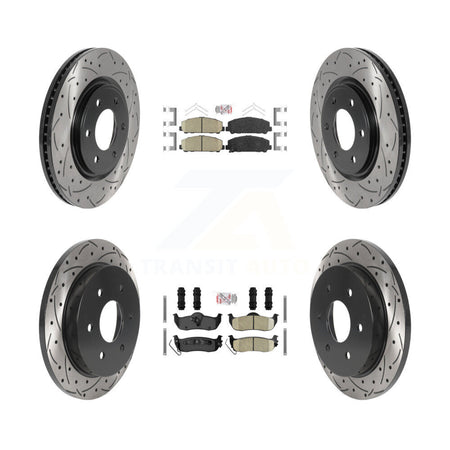 Front Rear Ceramic Pad Drilled Slot Brake Rotor Kit For Nissan TITAN Armada INFINITI QX56 KDA-101626