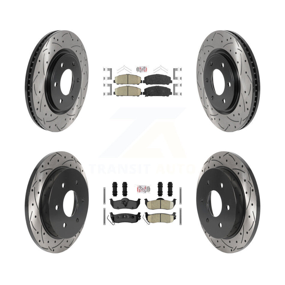 Front Rear Ceramic Pad Drilled Slot Brake Rotor Kit For Nissan TITAN Armada INFINITI QX56 KDA-101626