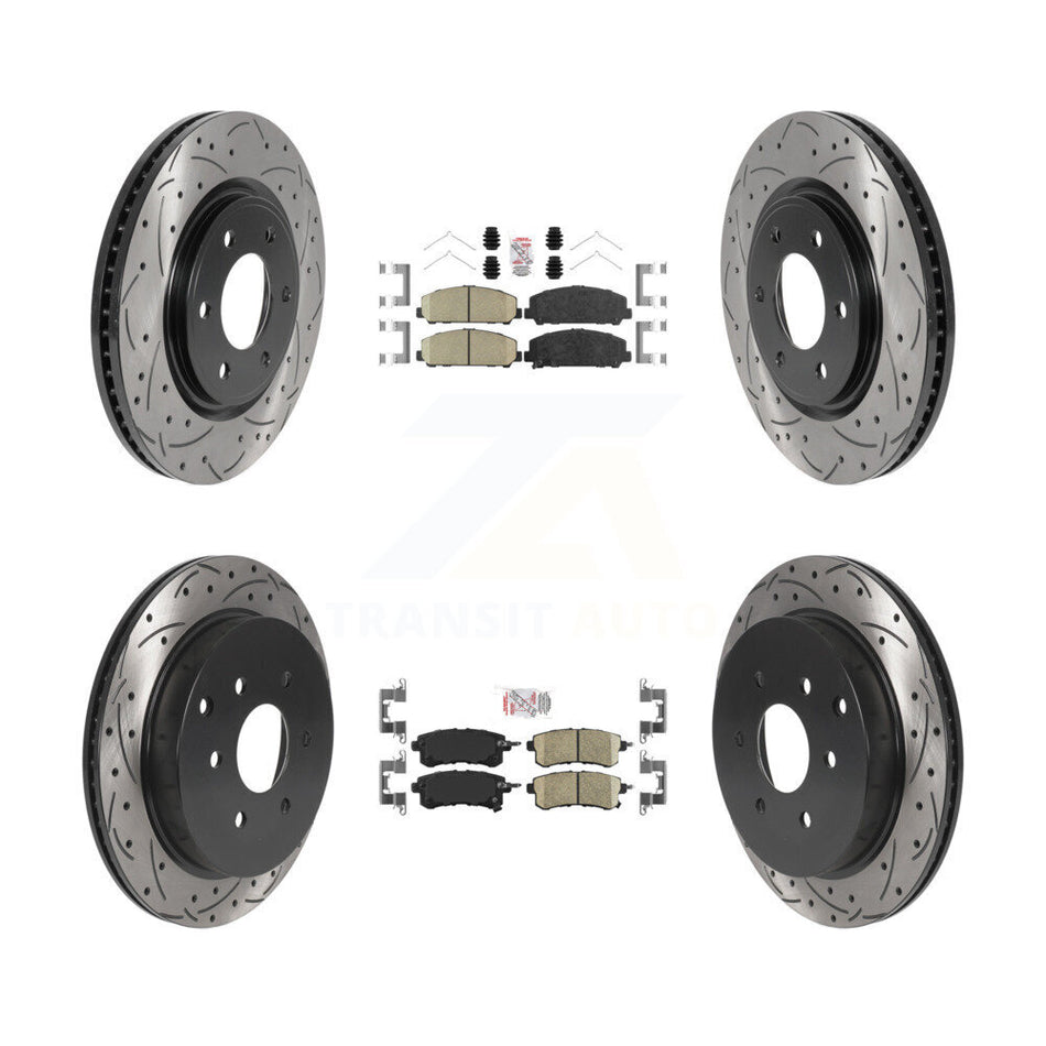 Front Rear Ceramic Pad Drilled Slot Brake Rotors Kit For INFINITI QX80 Nissan Armada QX56 KDA-101628