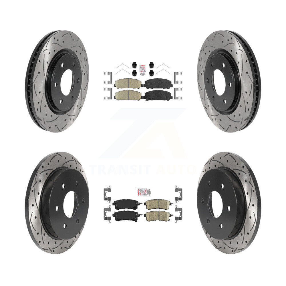 Front Rear Ceramic Pad Drill Slot Disc Brake Rotor Kit For Nissan Armada With Solid KDA-101630