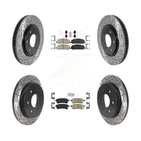 Front Rear Ceramic Pad Drill Slot Disc Brake Rotor Kit For Nissan Armada With Solid KDA-101630
