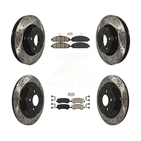 Front Rear Ceramic Pad Coat Drill Slot Disc Brake Rotor Kit For Ford Mustang V6 with 3.7L KDA-101638