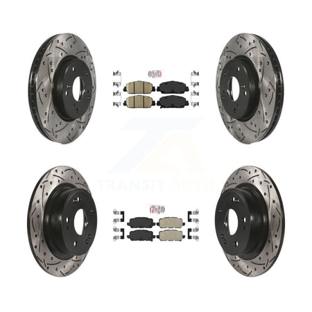 Front Rear Ceramic Pad Coated Drilled Slot Disc Brake Rotors Kit For 2016-2022 Honda HR-V KDA-101639