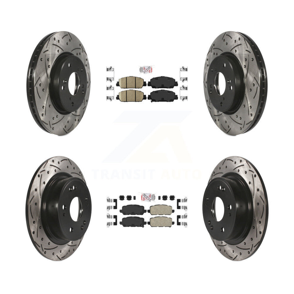 Front Rear Ceramic Pad Coated Drilled Slot Disc Brake Rotors Kit For 2016-2022 Honda HR-V KDA-101640