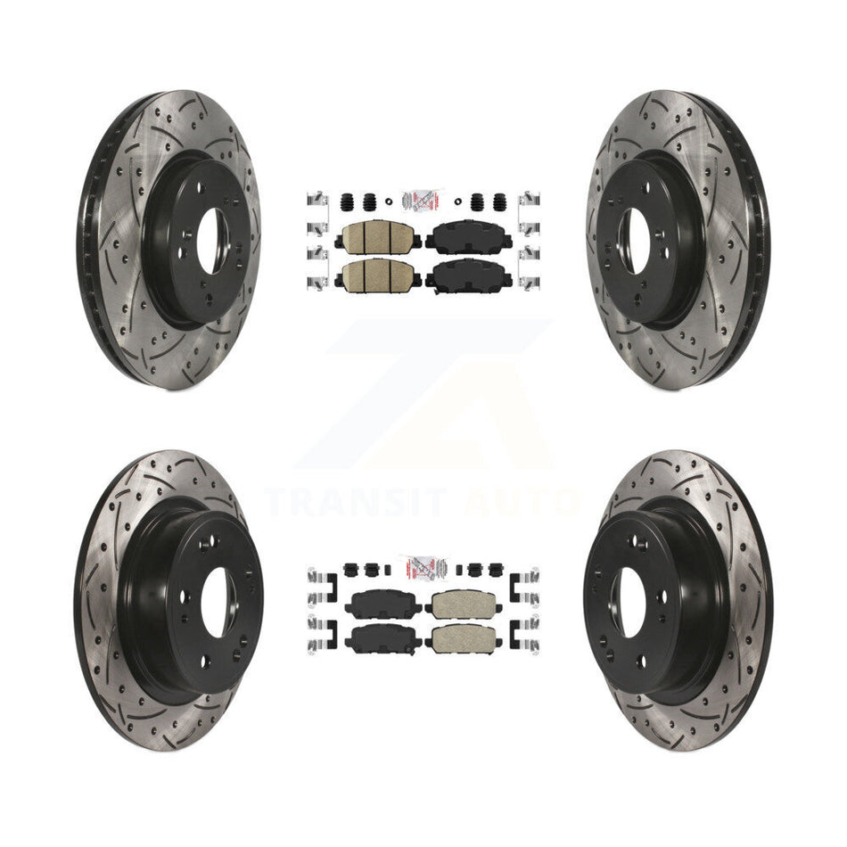 Front Rear Ceramic Pad Coated Drilled Slot Disc Brake Rotors Kit For 2016-2022 Honda HR-V KDA-101642