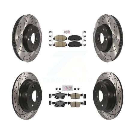 Front Rear Ceramic Pads And Coated Drilled Slotted Disc Brake Rotors Kit For Honda Accord KDA-101643