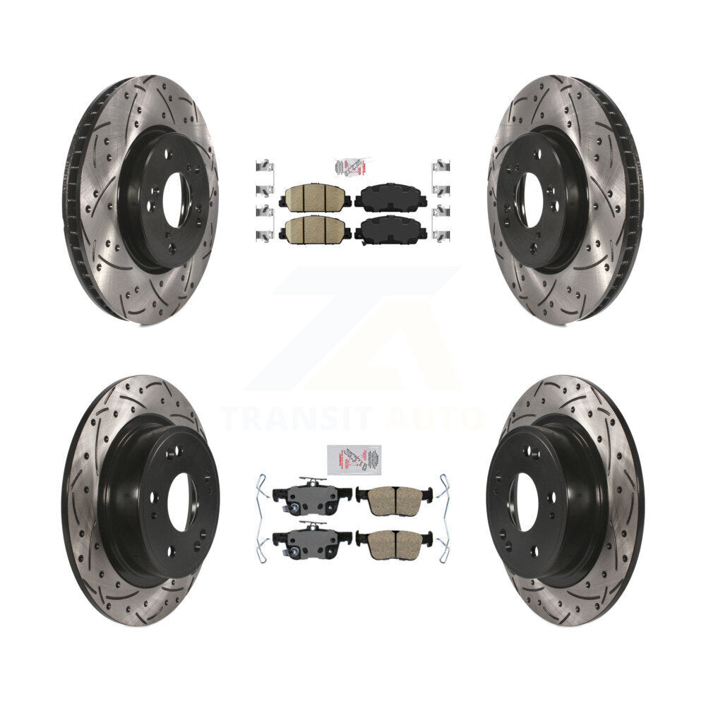 Front Rear Ceramic Pads And Coated Drilled Slotted Disc Brake Rotors Kit For Honda Accord KDA-101644