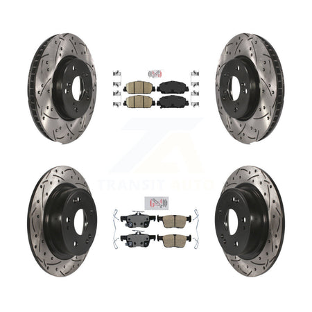 Front Rear Ceramic Pads And Coated Drilled Slotted Disc Brake Rotors Kit For Honda Accord KDA-101644