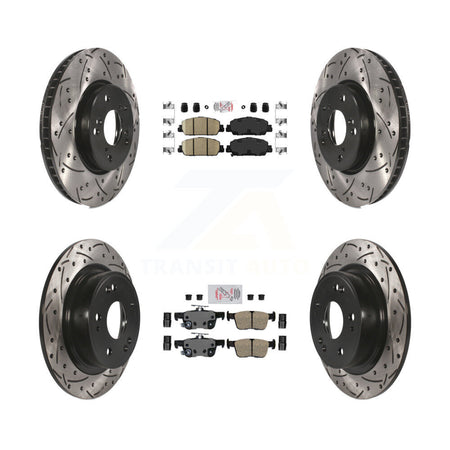 Front Rear Ceramic Pads And Coated Drilled Slotted Disc Brake Rotors Kit For Honda Accord KDA-101645