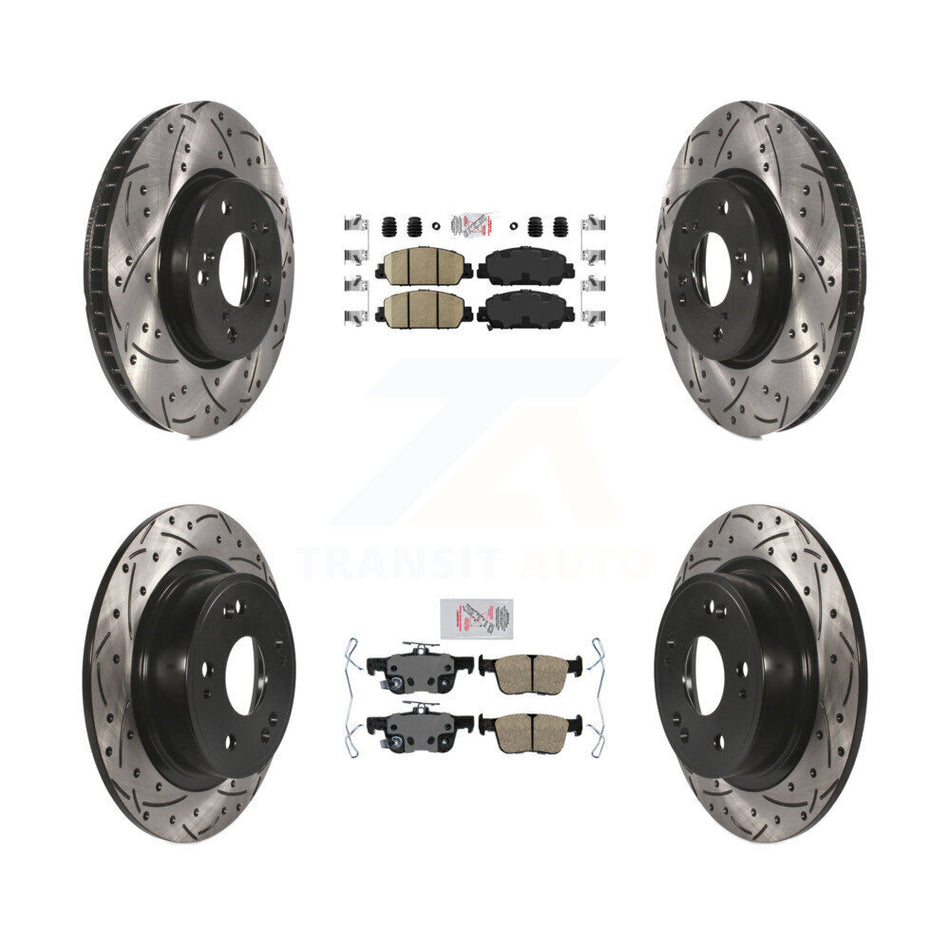 Front Rear Ceramic Pads And Coated Drilled Slotted Disc Brake Rotors Kit For Honda Accord KDA-101646