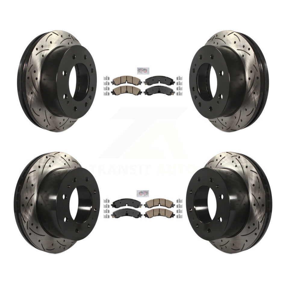Front Rear Ceramic Pad Drilled Slot Brake Rotor Kit For GMC Chevrolet Sierra 2500 HD 3500 KDA-101650