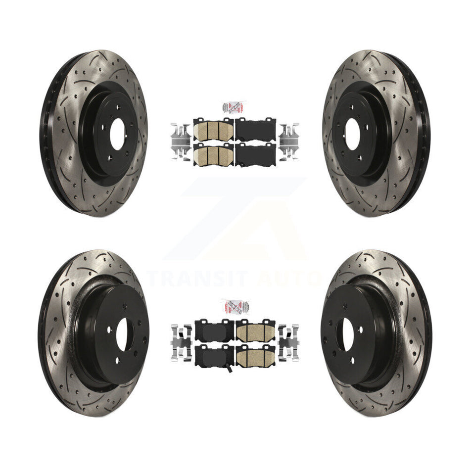 Front Rear Ceramic Pad And Coated Drilled Slotted Disc Brake Rotors Kit For INFINITI FX50 KDA-101653