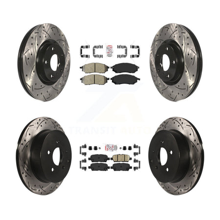 Front Semi-Metallic Rear Ceramic Pad Drilled Slot Brake Rotors Kit For Nissan Murano QX70 KDA-101667