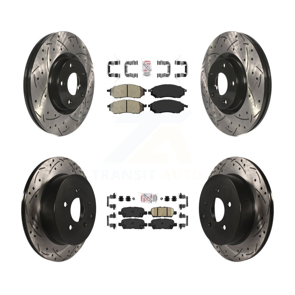Front Semi-Metallic Rear Ceramic Pad Drilled Slot Brake Rotors Kit For Nissan Murano QX70 KDA-101667