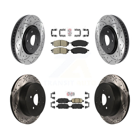 Front Semi-Metallic Rear Ceramic Pad Drilled Slot Brake Rotors Kit For INFINITI FX35 FX37 KDA-101668