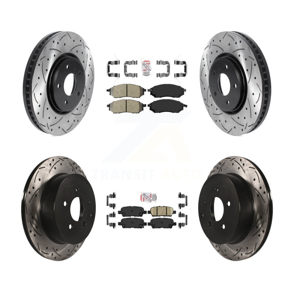 Front Semi-Metallic Rear Ceramic Pad Drilled Slot Brake Rotors Kit For INFINITI FX35 FX37 KDA-101668