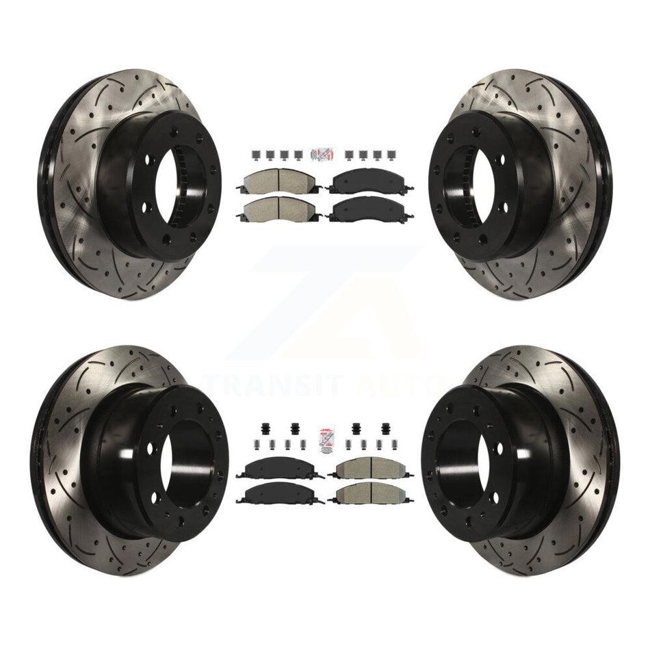 Front Rear Semi-Metallic Pad Drill Slot Disc Brake Rotor Kit For Ram 3500 2500 1500 Dodge KDA-101674