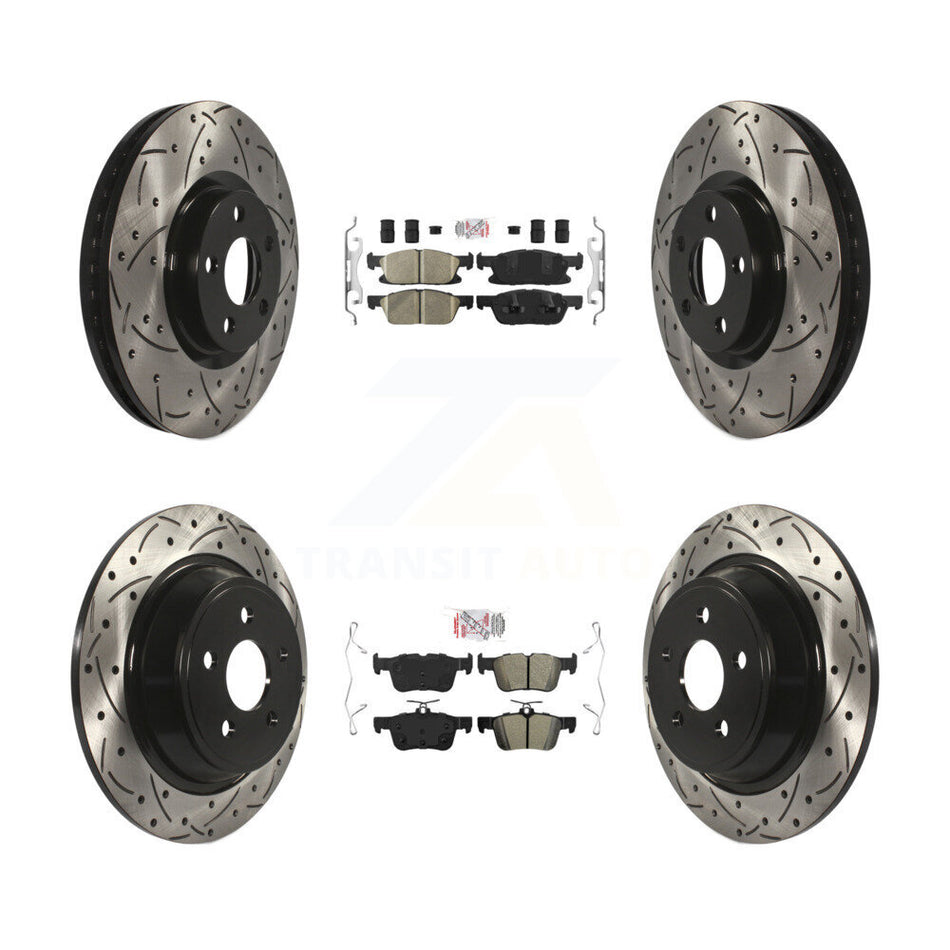 Front Ceramic Rear Semi-Metallic Pad Coated Drill Slot Disc Brake Rotor Kit For Ford Edge KDA-101680