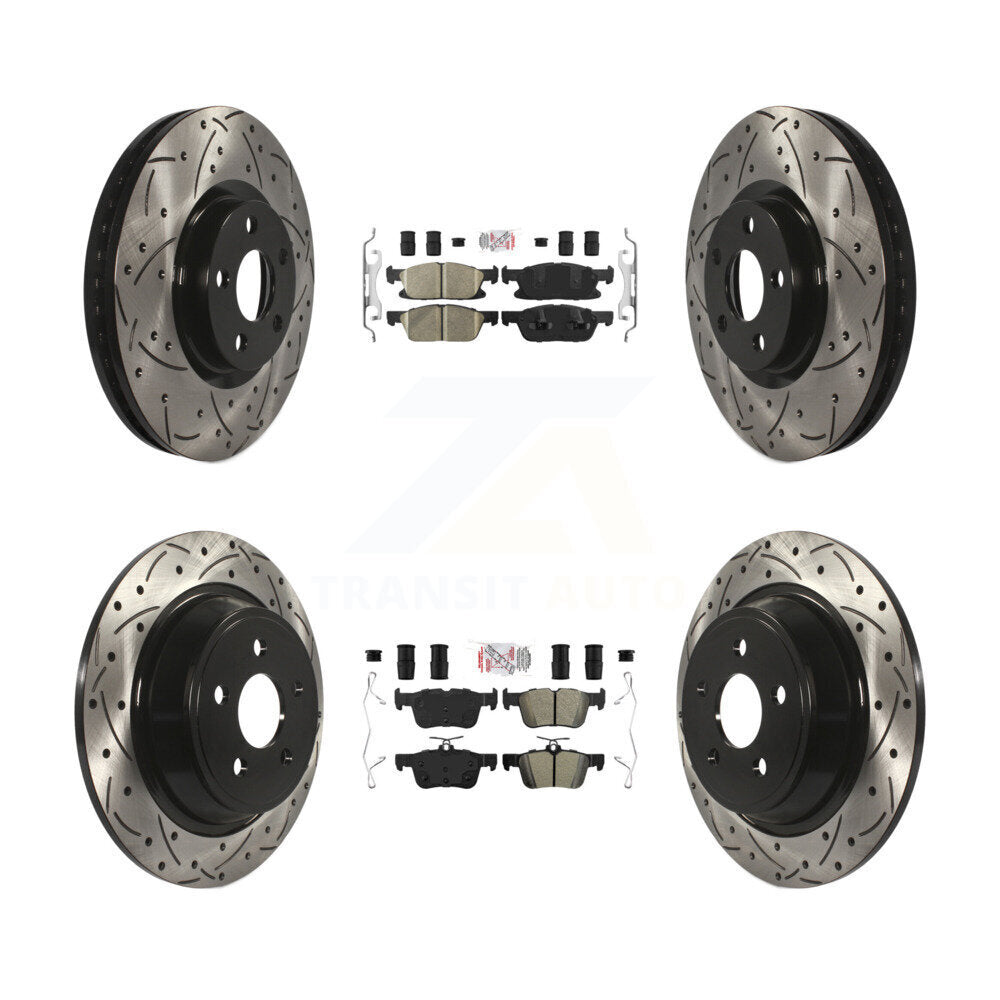 Front Ceramic Rear Semi-Metallic Pad Coated Drill Slot Disc Brake Rotor Kit For Ford Edge KDA-101681