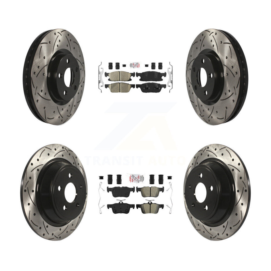 Front Ceramic Rear Semi-Metallic Pad Coated Drill Slot Disc Brake Rotor Kit For Ford Edge KDA-101681