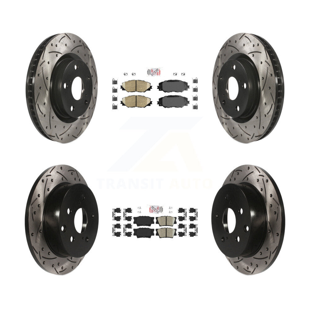 Front Rear Ceramic Pads And Coated Drilled Slotted Disc Brake Rotors Kit For Toyota RAV4 KDA-101691