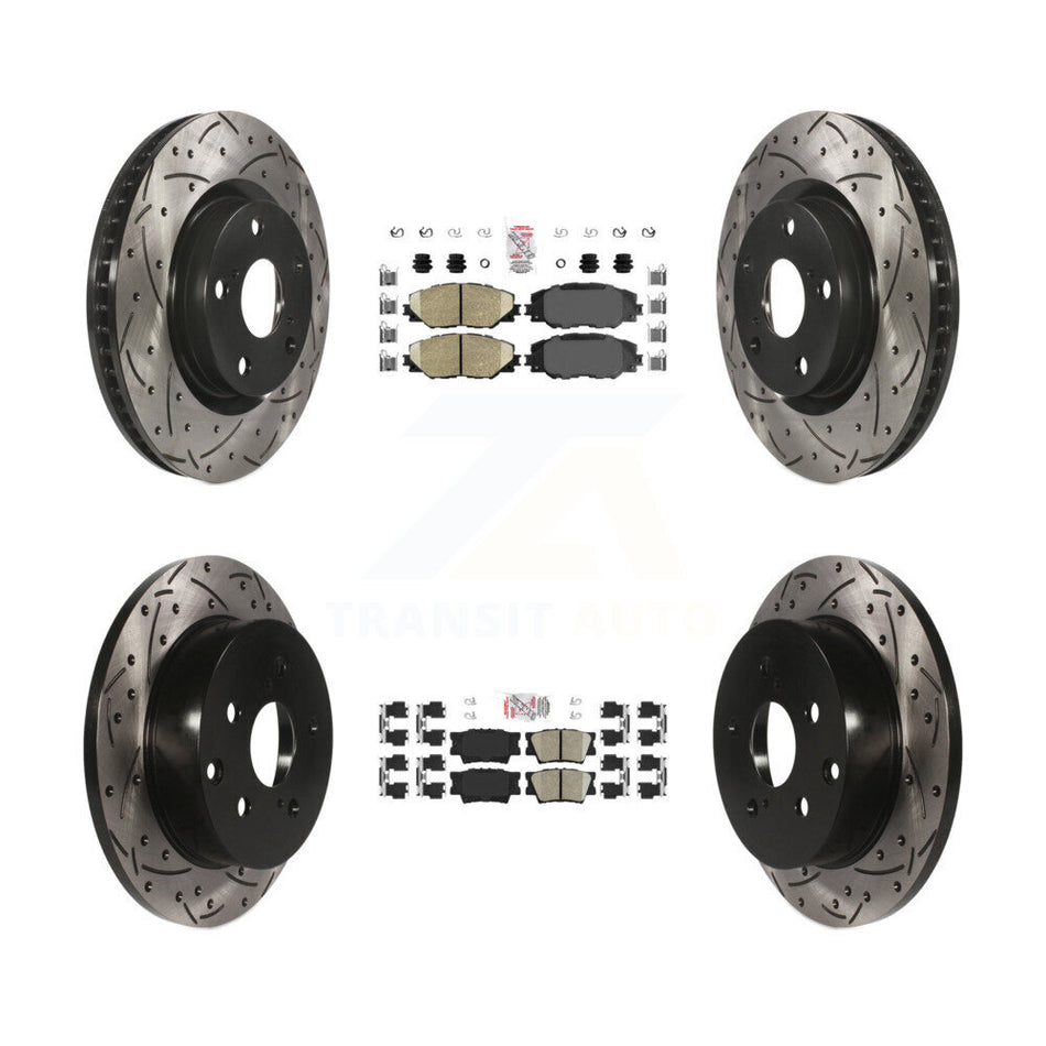 Front Rear Ceramic Pads And Coated Drilled Slotted Disc Brake Rotors Kit For Toyota RAV4 KDA-101693