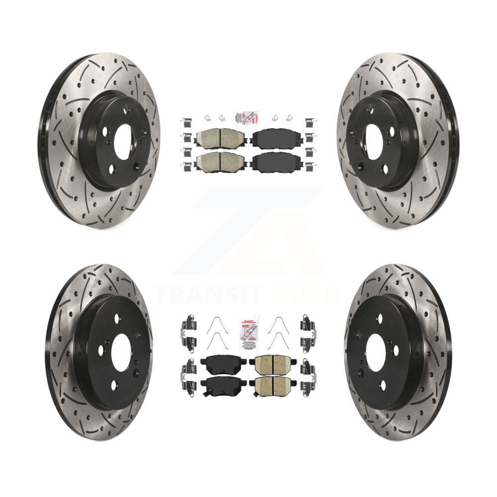 Front Rear Ceramic Pad Drill Slot Brake Rotors Kit For Toyota Corolla Matrix Pontiac Vibe KDA-101695