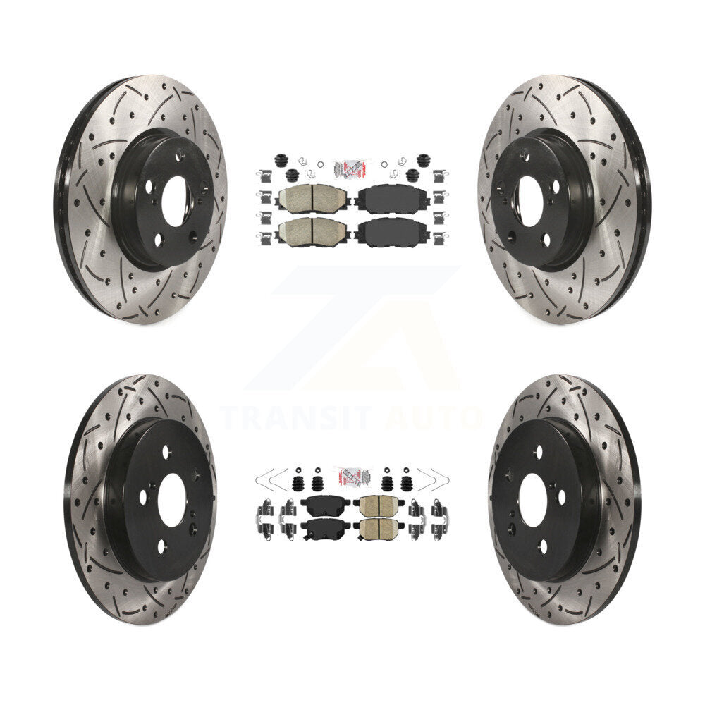 Front Rear Ceramic Pad Drill Slot Brake Rotors Kit For Toyota Corolla Matrix Pontiac Vibe KDA-101696
