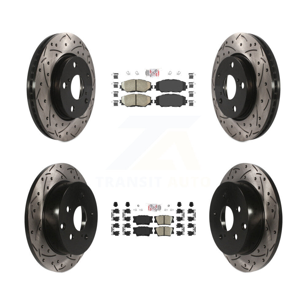 Front Rear Ceramic Pad Coat Drill Slot Disc Brake Rotors Kit For Toyota RAV4 Lexus HS250h KDA-101698