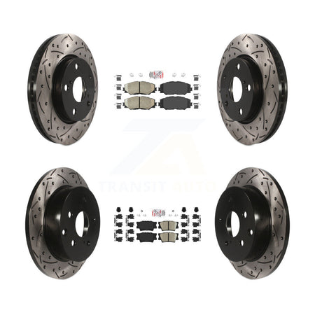 Front Rear Ceramic Pad Coat Drill Slot Disc Brake Rotors Kit For Toyota RAV4 Lexus HS250h KDA-101698