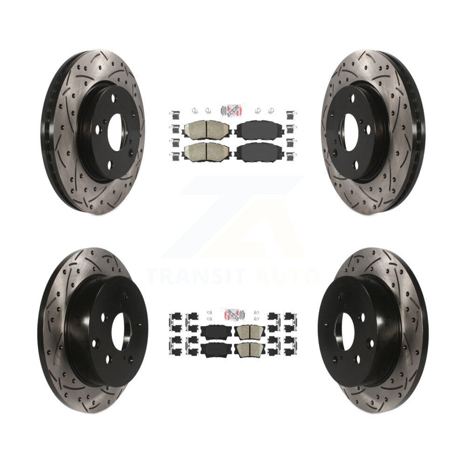 Front Rear Ceramic Pad Coat Drill Slot Disc Brake Rotors Kit For Toyota RAV4 Lexus HS250h KDA-101699