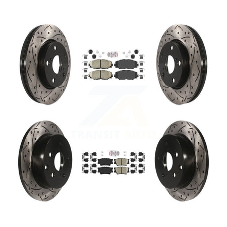 Front Rear Ceramic Pad Coat Drill Slot Disc Brake Rotors Kit For Toyota RAV4 Lexus HS250h KDA-101701