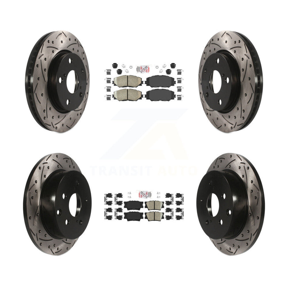 Front Rear Ceramic Pad Coat Drill Slot Disc Brake Rotors Kit For Toyota RAV4 Lexus HS250h KDA-101701