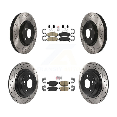 Front Rear Ceramic Pad Coated Drilled Slotted Disc Brake Rotor Kit For 2009-2014 Acura TL KDA-101712