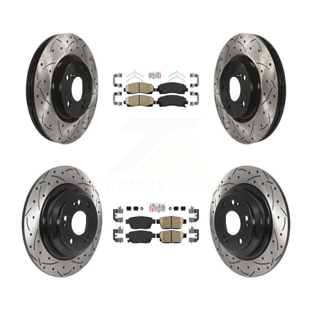 Front Rear Ceramic Pad Coated Drilled Slotted Disc Brake Rotor Kit For 2009-2014 Acura TL KDA-101715