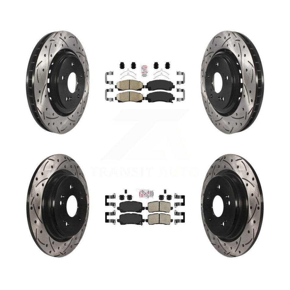Front Rear Ceramic Pad & Coated Drilled Slot Disc Brake Rotor Kit For 2015-2020 Acura TLX KDA-101717