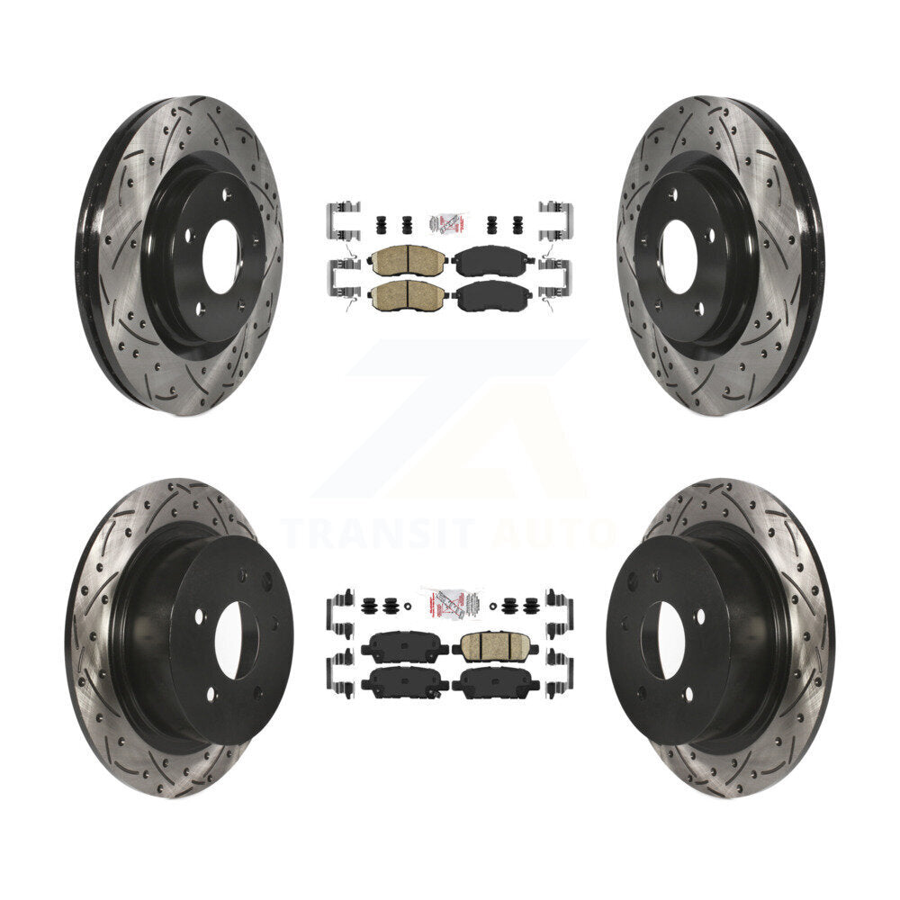 Front Rear Ceramic Pads And Coated Drilled Slotted Disc Brake Rotors Kit For Nissan Juke KDA-101724