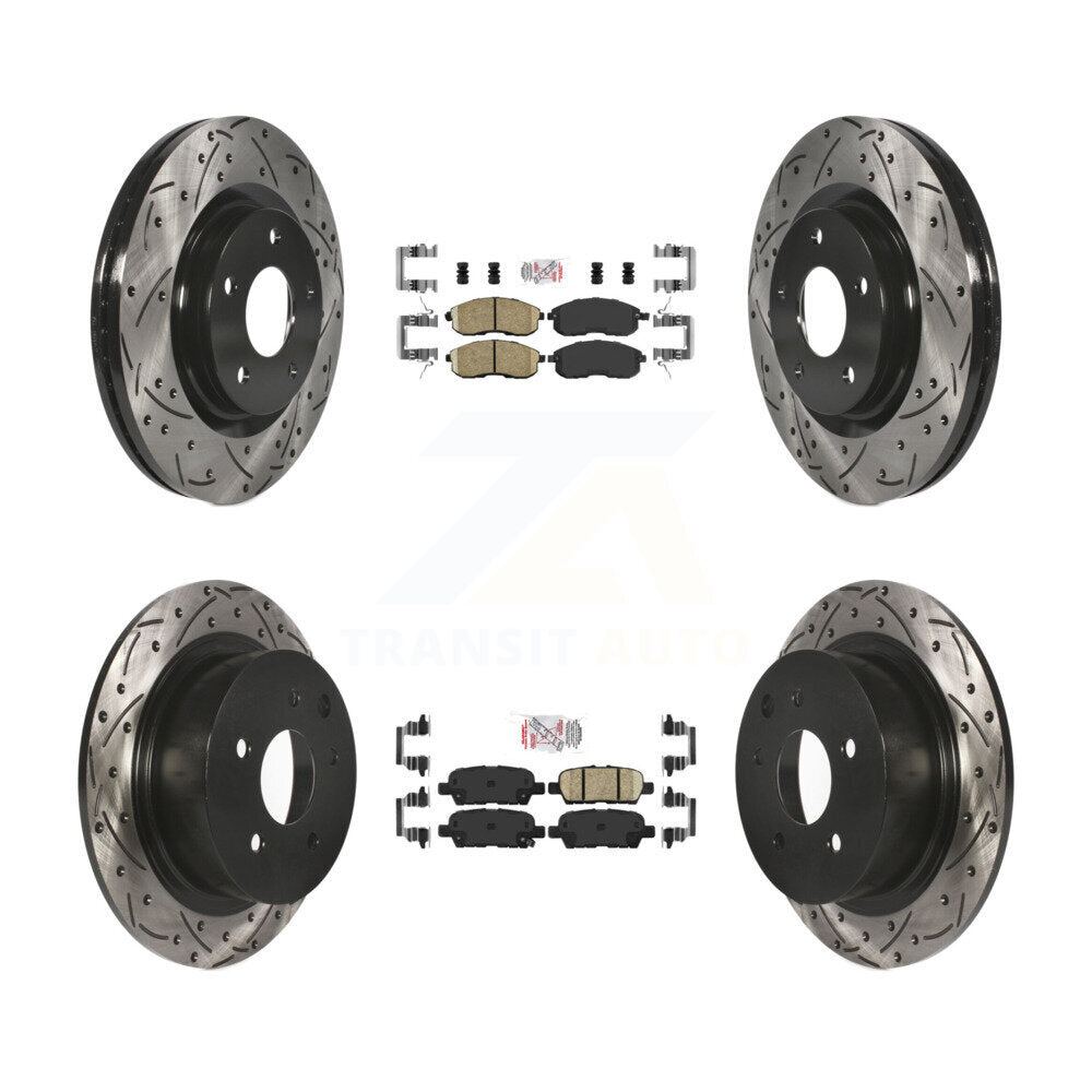Front Rear Ceramic Pads And Coated Drilled Slotted Disc Brake Rotors Kit For Nissan Juke KDA-101725