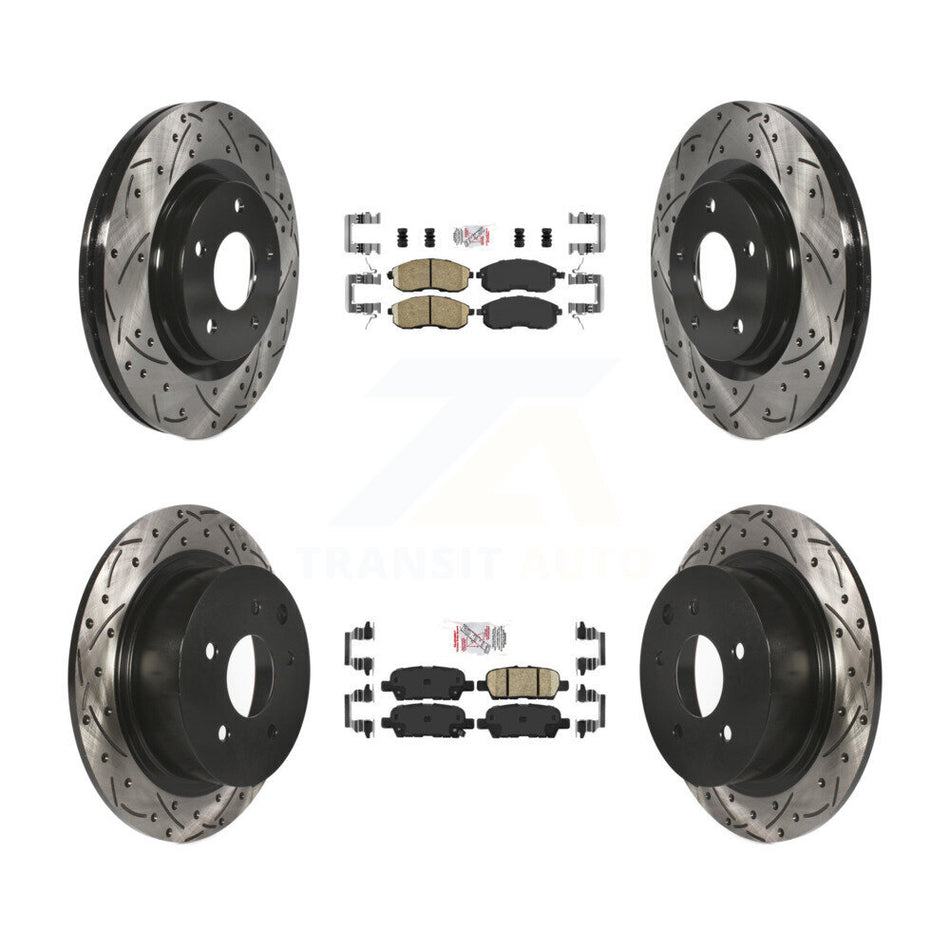 Front Rear Ceramic Pads And Coated Drilled Slotted Disc Brake Rotors Kit For Nissan Juke KDA-101725