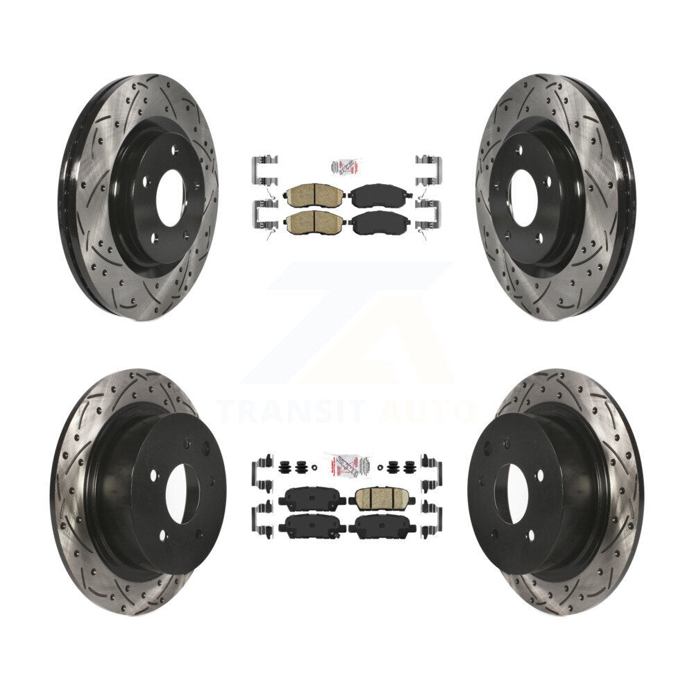 Front Rear Ceramic Pads And Coated Drilled Slotted Disc Brake Rotors Kit For Nissan Juke KDA-101726