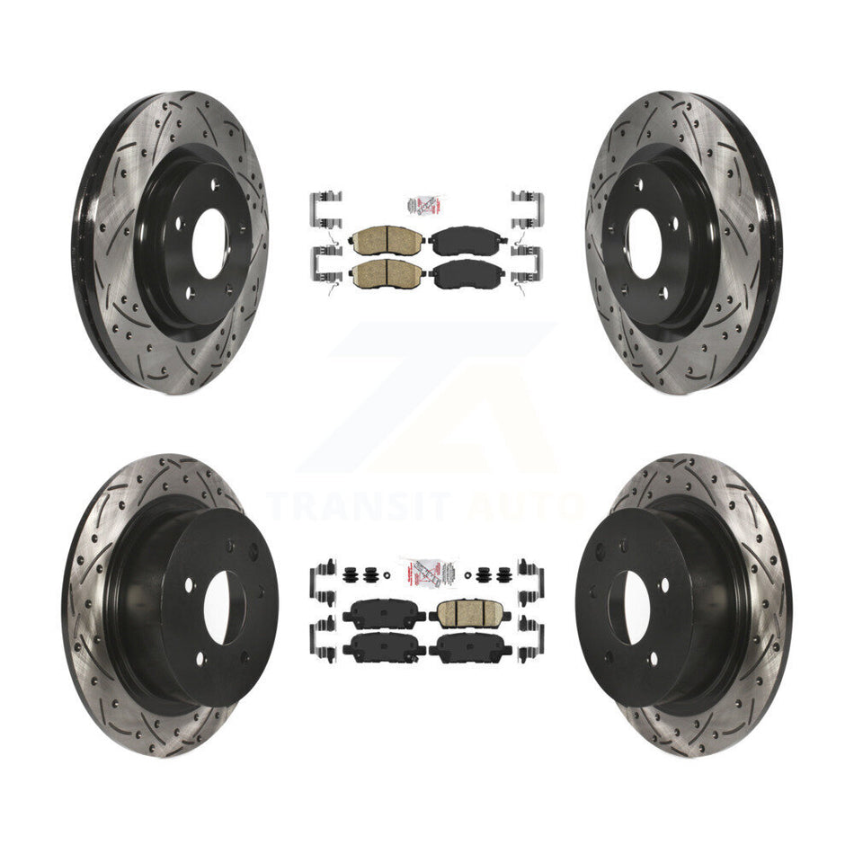 Front Rear Ceramic Pads And Coated Drilled Slotted Disc Brake Rotors Kit For Nissan Juke KDA-101726