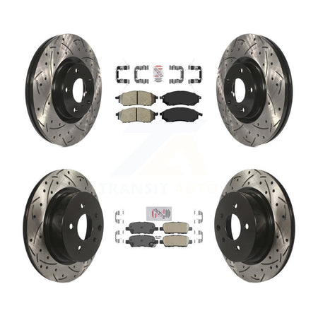 Front Semi-Metallic Rear Ceramic Pad Drill Slot Brake Rotor Kit For INFINITI G37 EX35 G35 KDA-101727
